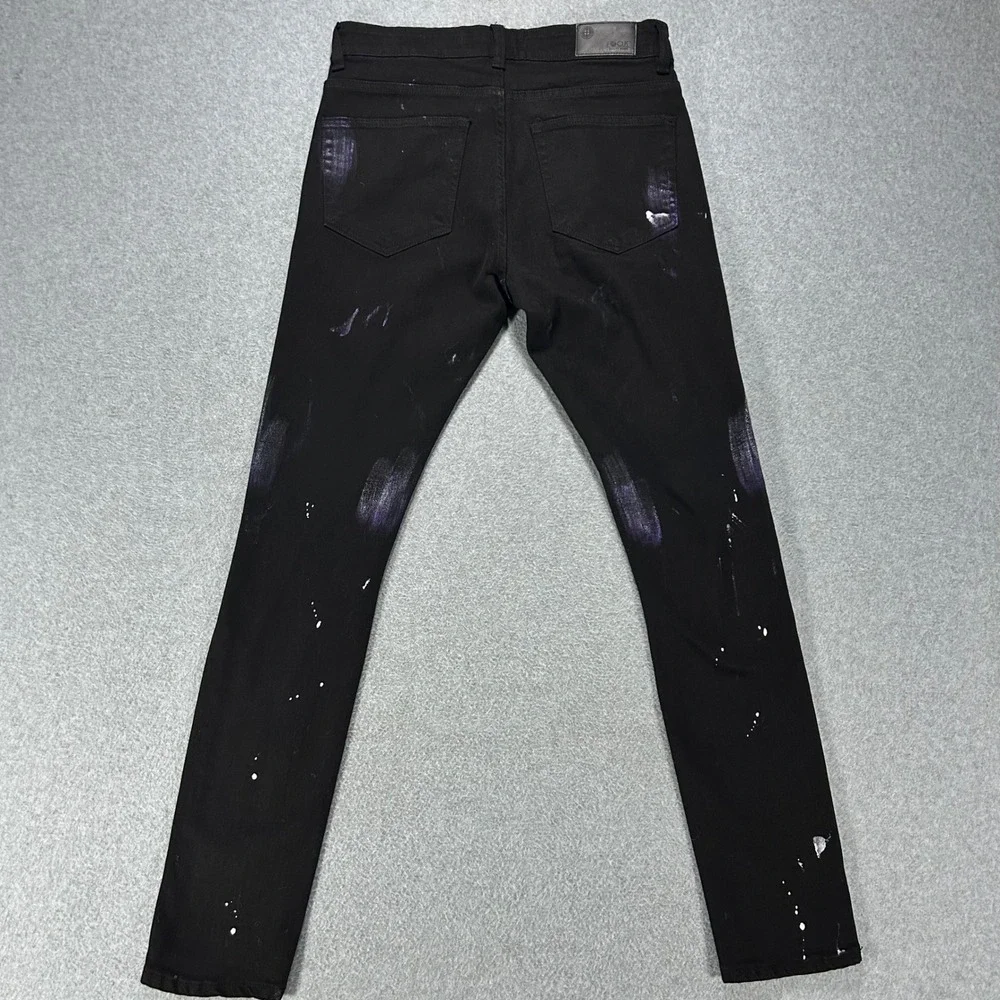 Focus Jeans Distressed Pants Mens 32 Black Purple Paint Splatter Streetwear